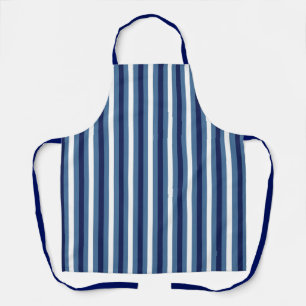 Nautical Stripes Navy Smokey Blue Crisp White Apron