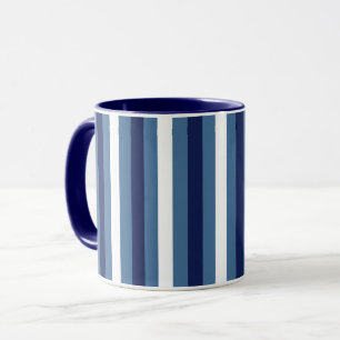 Nautical Stripes Navy Smokey Blue Crisp White Mug