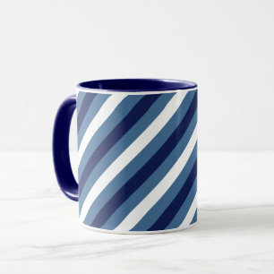Nautical Stripes Navy Smokey Blue Crisp White Mug