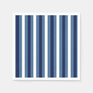 Nautical Stripes Navy Smokey Blue Crisp White Napkin