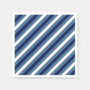 Nautical Stripes Navy Smokey Blue Crisp White Napkin