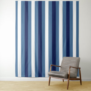 Nautical Stripes Navy Smokey Blue Crisp White Tapestry