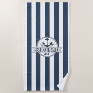 Nautical Stripes Personalised Anchor & Rope Logo Beach Towel