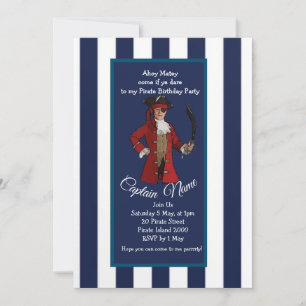 Nautical stripes Pirate Invitation