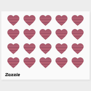 Nautical Stripes Red Blue White Lines Geometric Heart Sticker