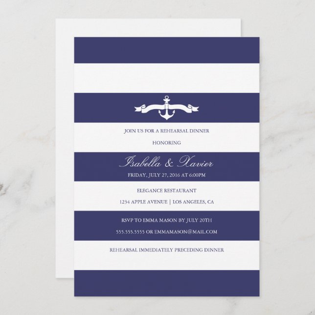 Nautical Stripes | Rehearsal Dinner Invitation (Front/Back)