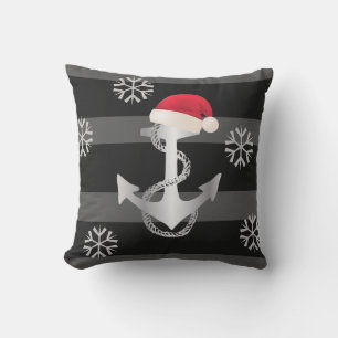 nautical STRIPES WITH ANCHOR and Santa Hat   Cushion