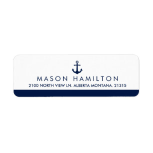 Nautical Style Anchor   Return Address Label