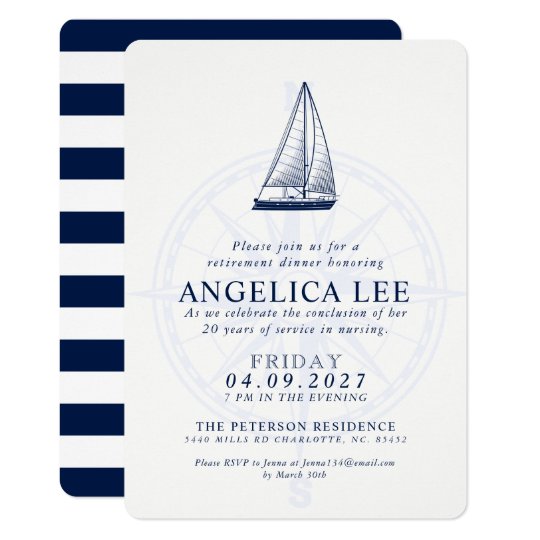 Nautical Style Retirement Dinner Send-off Invite