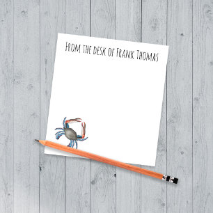 Nautical Stylish Nature Simple Blue Crab Notepad