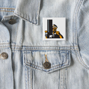 Nautical Submarine Captain Using Periscope 15 Cm Square Badge