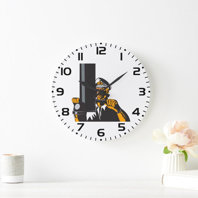 Nautical Submarine Captain Using Periscope  Large Clock (Creator Uploaded)