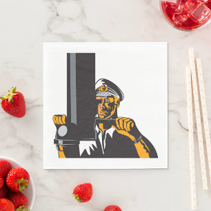 Nautical Submarine Captain Using Periscope Napkin