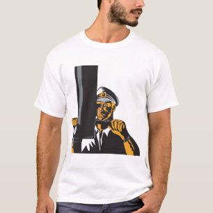 Nautical Submarine Captain Using Periscope T-Shirt