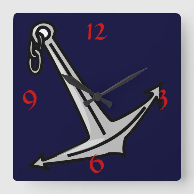Nautical Summer Square Wall Clock (Front)