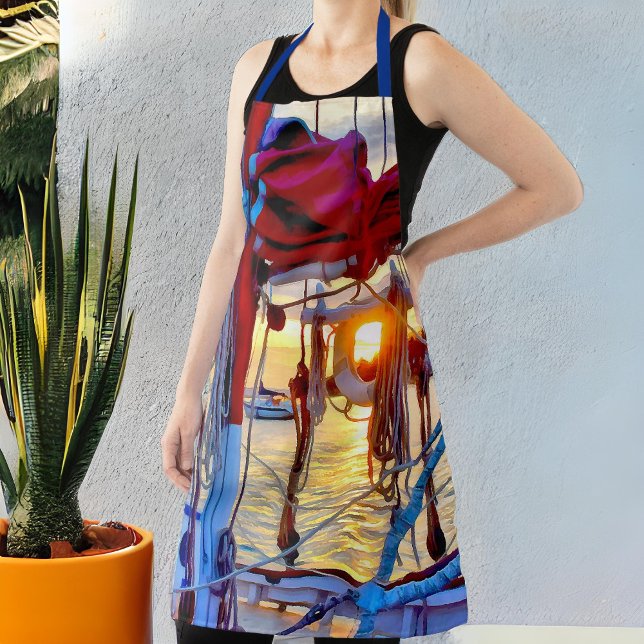 Nautical Sunset Thru the Sailboat Lifebuoy Apron (Creator Uploaded)