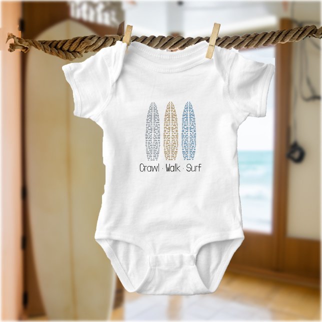 Nautical Surfboard Crawl Walk Surf Baby Bodysuit (Nautical Surfboard Crawl Walk Surf Baby Bodysuit)