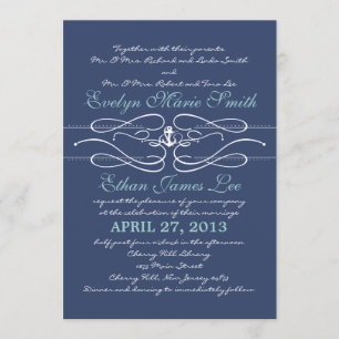 Nautical Swirl Wedding Invitation in Navy