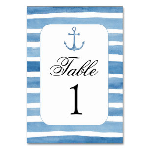 Nautical table number. Beach wedding. Blue numbers Number