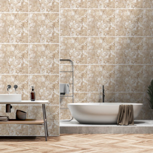 Nautical Tan Sand Coloured Lite Khaki Faux Tiles Wallpaper