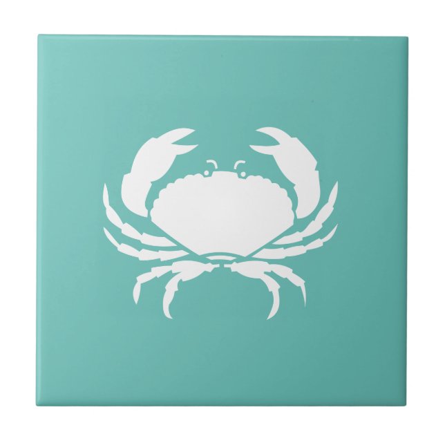 Nautical Teal Crab Kitchen Backsplash Ceramic Tile (Front)