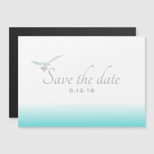 Nautical Teal Sea Breeze Gradient with Seagull Magnetic Invitation