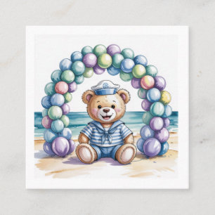 Nautical Teddy Bear Beach Baby Registry Square Business Card
