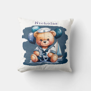 Nautical Teddy Bear Delight Boy Baby Shower Gift Cushion