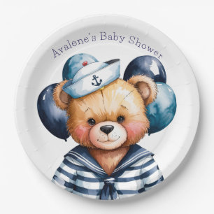 Nautical Teddy Bear Delight Boy Baby Shower Paper Plate