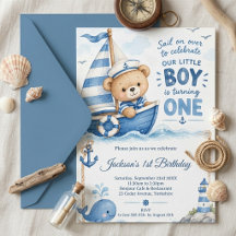 Nautical Teddy Bear Sailboat 1st Birthday
