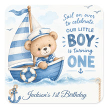 Nautical Teddy Bear Sailboat 1st Birthday