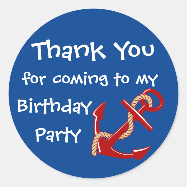 Nautical Thank You Classic Round Sticker (Front)