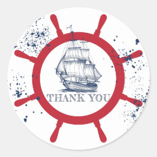 Nautical Thank you Favour Classic Round Sticker