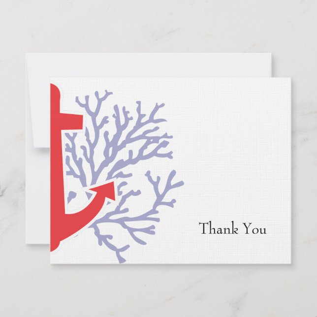 Nautical Thank You Flat Note Card (Front)