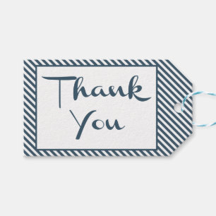 Nautical Thank You Navy Blue & White Stripe Gift Tags