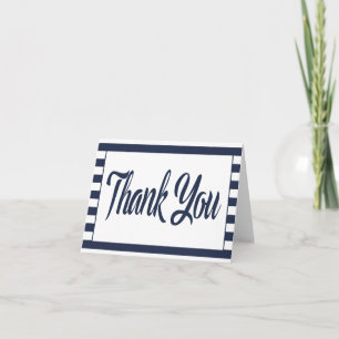 Nautical Thank You Navy blue & White Stripes Beach