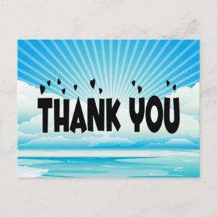 Nautical Thank You Ocean Sunrise Blue & White Postcard