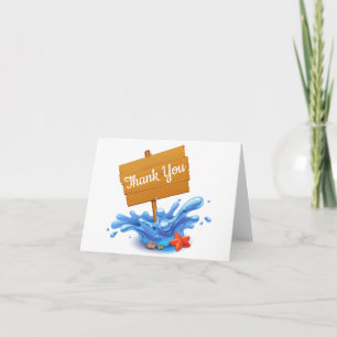 Nautical Thank You Ocean Waves Blue Summer Wedding Card
