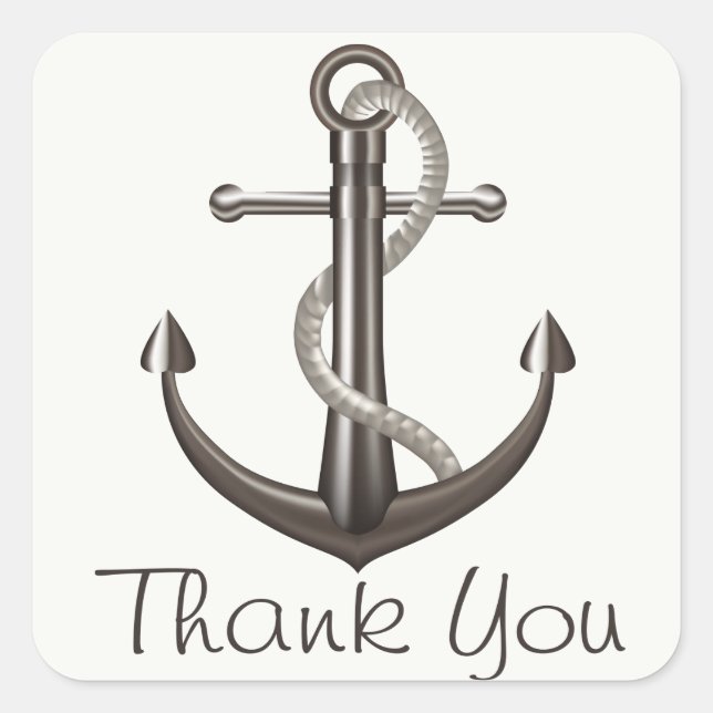 Nautical  Thank You Ship Anchor Beach Wedding Square Sticker (Front)