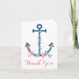 Nautical Thank You Ship Anchor Pink & Blue Floral