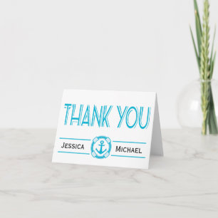 Nautical Thank You Turquoise Anchor Personalised Card