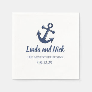 Nautical The Adventure Begins Wedding Napkin