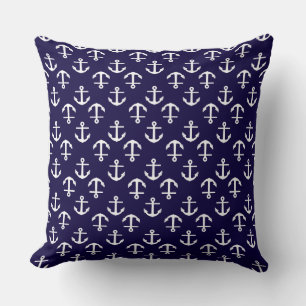 Nautical Theme Anchor Pattern Navy Blue Cushion