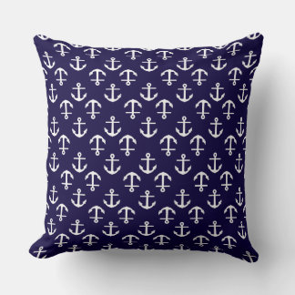 Nautical Theme Anchor Pattern Navy Blue Cushion