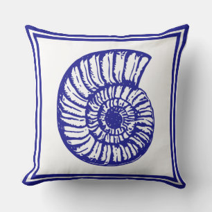 Nautical Theme Beautiful Clean design blue Seashel Outdoor Cushion