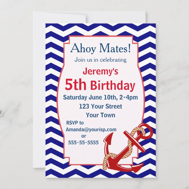 Nautical Theme Birthday Party Invitation (Front)