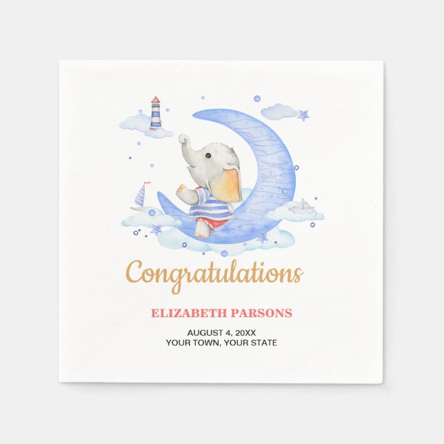 Nautical Theme Boy Baby Shower Napkin (Front)