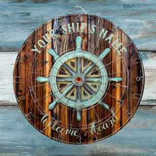 Nautical Theme Bronze Captains Wheel Dartboard
