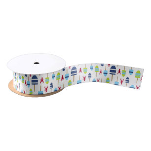 Nautical Theme Buoy and lobster monogrammed Satin Ribbon