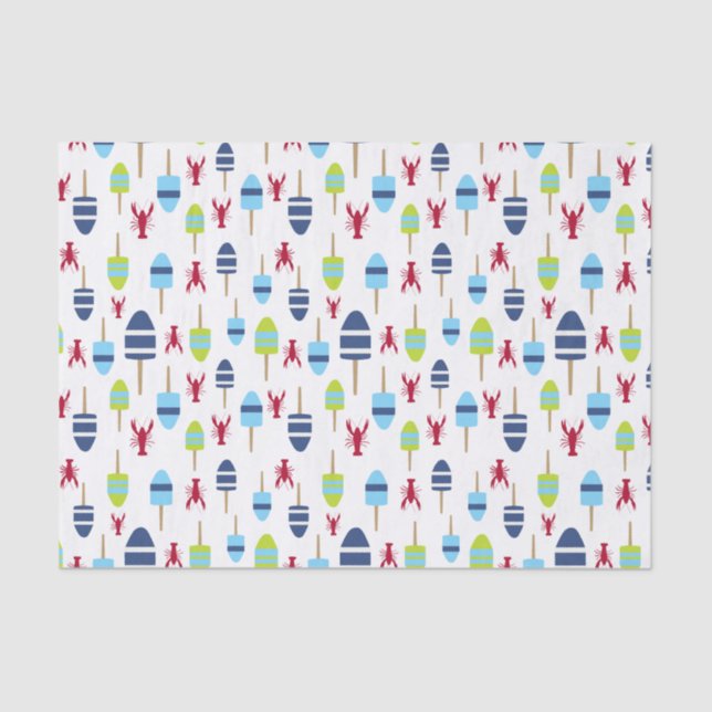 Nautical Theme Buoy and lobster monogrammed Tissue Paper (Front)